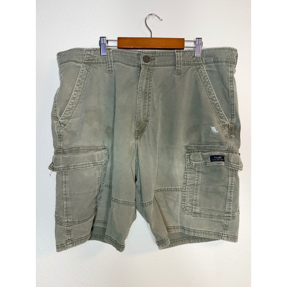 Wrangler Mens Relaxed Fit Cargo Shorts Olive Green Size 38 Utility Workwear